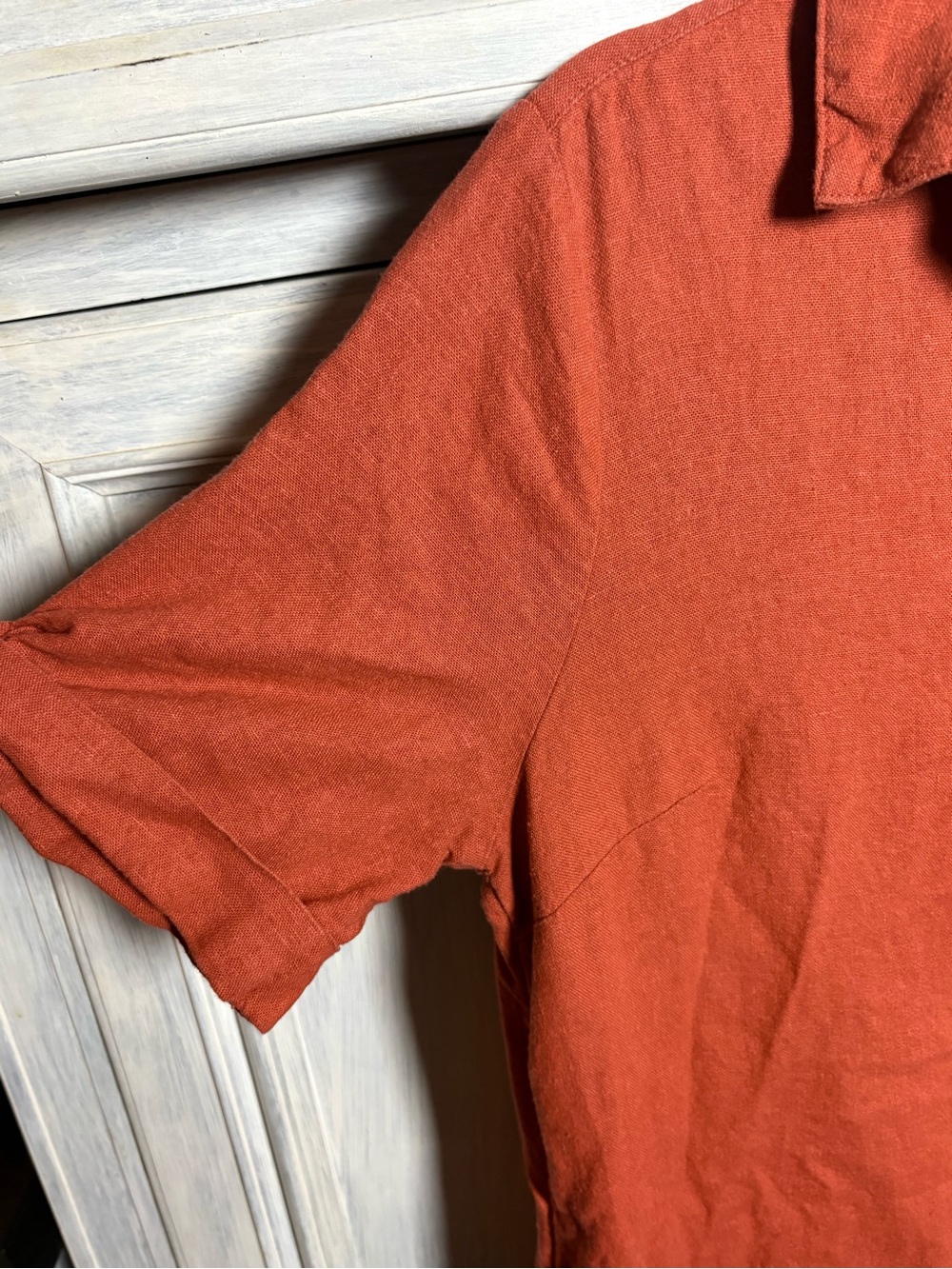Old Navy Linen Blend Gingerspics Shirt Dress Flowy Effortless Lagenlook Vacation - Picture 4 of 10
